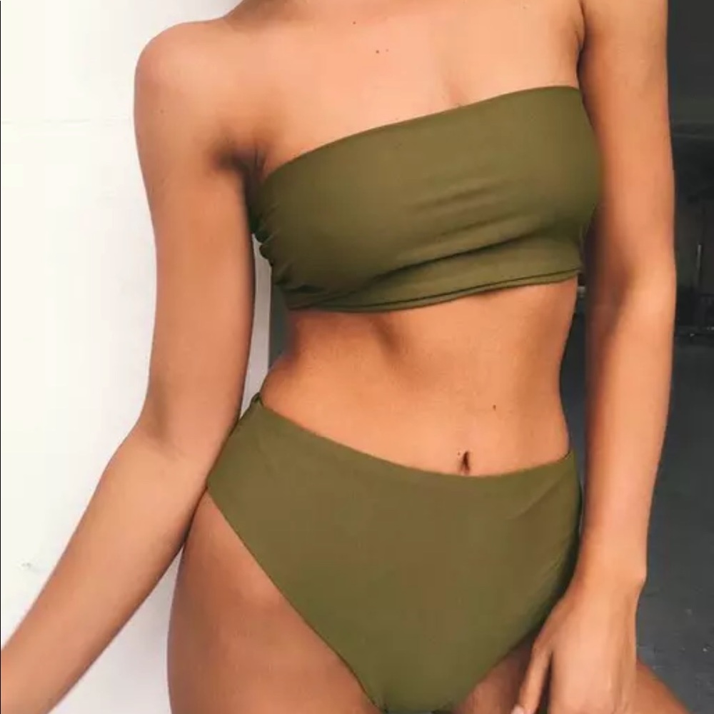 Military green bikini L